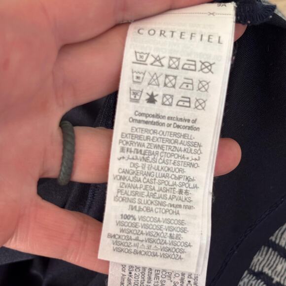 Cortefiel Dress Small Navy Flowy Flutter Elastic Waist Comfort Beachy Nautical - Picture 10 of 12